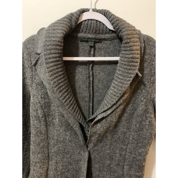 Katherine Barclay Womens Wool Blazer Sz S Gray Button Layer Belt Cardigan Career - Picture 2 of 16